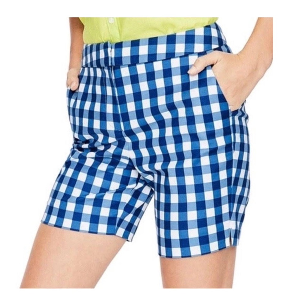 Boden Richmond Checkered High Rise Cotton Shorts Navy White 4 27